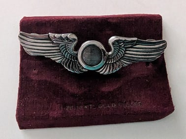 Vintage US WWII Army Air Force Observer Badge Gold Filled