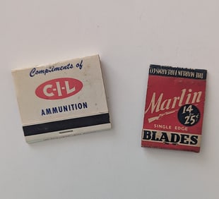 Set 2 Vintage Matchbooks Marlin Firearms & C.I.L. Ammunition