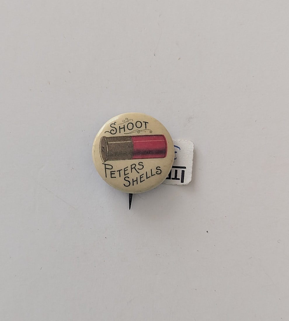 Vintage 1" Peters Shoot Shells Cartridges Ammunition Pinback Button Pin: This lot is coming from the estate of a photographer in LA. We have included a quality scan to show it's actual condition. This lot is located in Boca Raton, Fl and its shipment will be made directly 