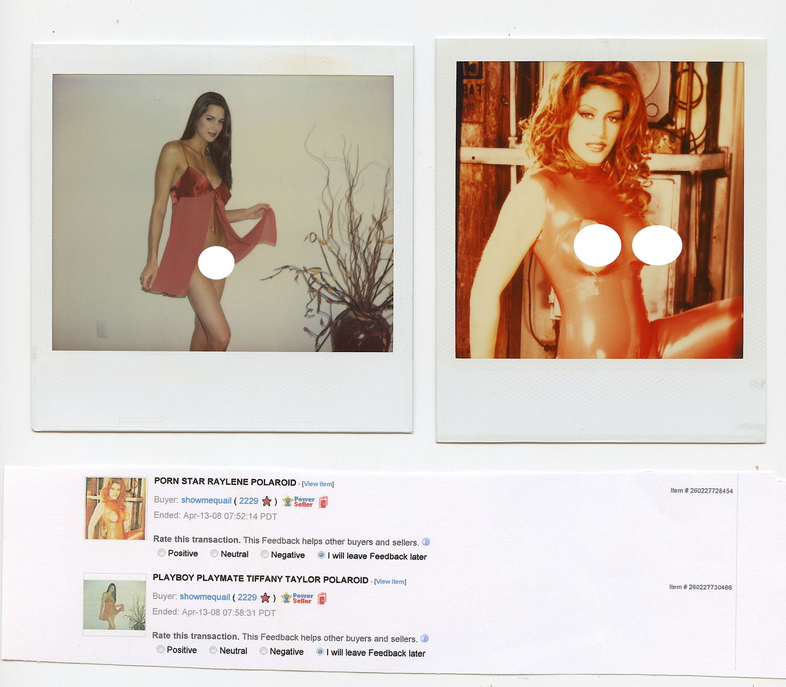 Set 2 Collectibles Original Polaroid Photo Pin Up Stars (1 of 2)