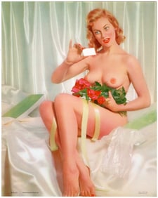 Vintage 1950s Lithograph American Pin Up USA 10" x 8"