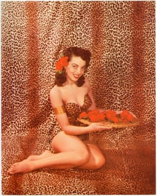 Vintage 1950s Lithograph American Pin Up USA 10" x 8"
