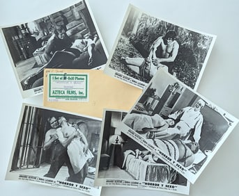 Set 5 Vintage Mexican Movie Stills "HORROR Y SEXO" , 1969