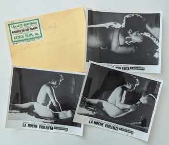 Set 3 Vintage Mexican Movie Stills "LA NOCHE VIOLENTA" , 1970