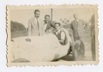 Vintage Original 1940s/1950s Car Racing Pilot Photo 2.3" x 3.3"