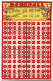 Vintage Sports Punch Board 1 Cent 1930s Baseball