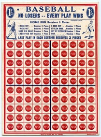 Vintage Sports Punch Board 1 Cent 1930s Baseball