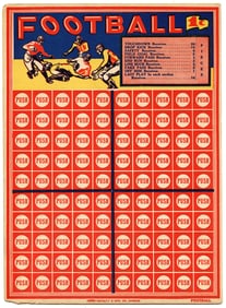 Vintage Sports Punch Board 1 Cent 1930s Football