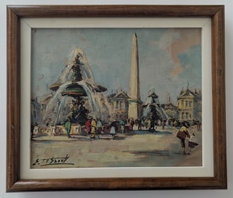 Original Quality 20th C. Oil Place de la Concorde Signed