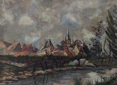 Original 20th C. French Impressionism Painting Oil on Canvas 9.5" x 13"
