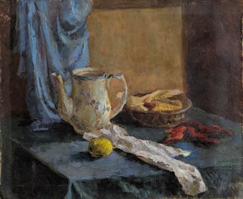 Oil Painting Impressionism Still Life on Canvas Initials K.K.K.