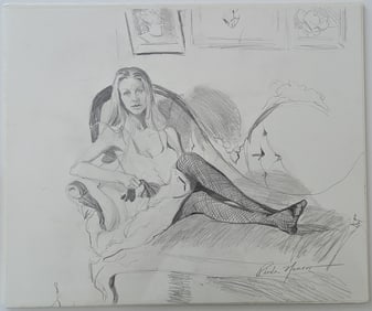 Original Pencil Drawing Portrait Woman Signed by RHODA YANOW