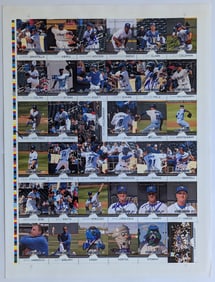 Uncut Sheet of Baseball Cards Some with Autograph