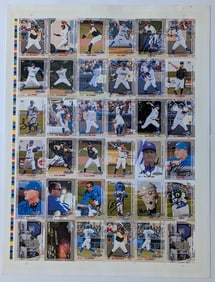 Uncut Sheet of Baseball Cards Some with Autograph