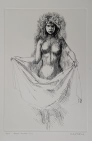 Original Signed Herbert Lewis Fink Etching Approx. 14" x 9.5" (Plate)