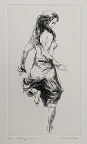 Original Signed Herbert Lewis Fink Etching Approx. 14" x 7.75" (Plate)