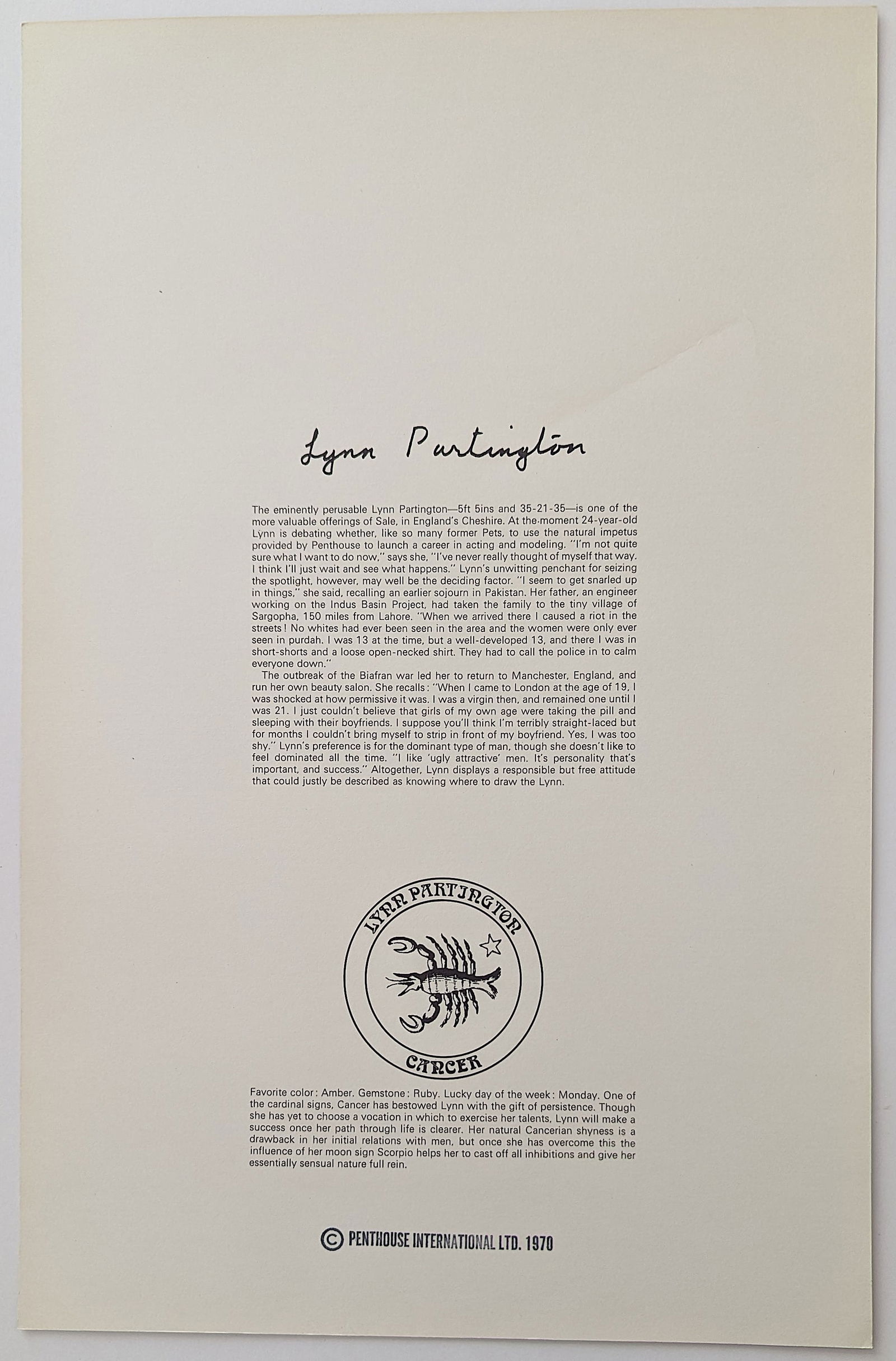 Vintage Pin Up Poster 1970 Penthouse International Nude 17" x 11": The provenance of this lot is from a quality collector in RI. We have included a quality images to show it's actual condition. We have included quality images to show it's actual condition. This lot i