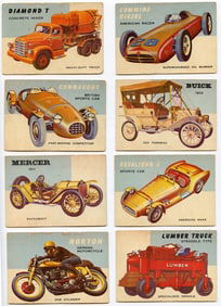 Vintage Set 8 Tradecards Topps 1954 World On Wheels
