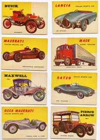 Vintage Set 8 Tradecards Topps 1954 World On Wheels