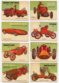 Vintage Set 8 Tradecards Topps 1954 World On Wheels