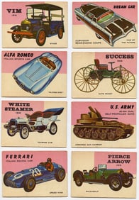 Vintage Set 8 Tradecards Topps 1954 World On Wheels