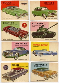 Vintage Set 8 Tradecards Topps 1954 World On Wheels