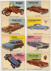 Vintage Set 8 Tradecards Topps 1954 World On Wheels