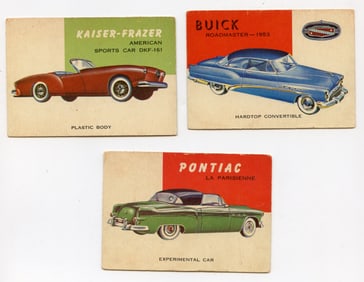 Vintage Set 3 Tradecards Topps 1954 World On Wheels
