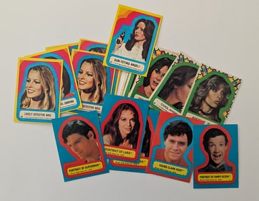 Vintage Set Trade Cards Stickers Superman & Charlies Angels
