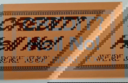 Vintage Cardboard Sign NO CREDIT 5.5" x 8.5"