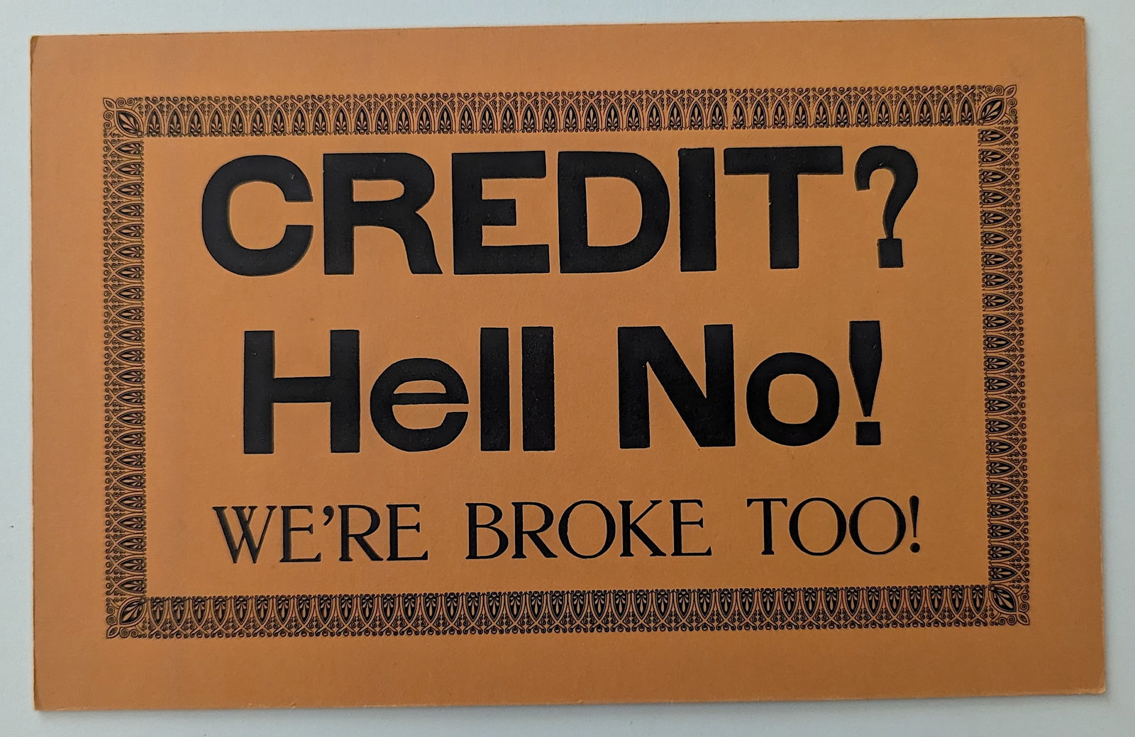 Vintage Cardboard Sign NO CREDIT 5.5" x 8.5": This lot is from the estate of a collector in RI. We have included quality images to show it's actual condition. This lot is located in Boca Raton, Fl and its shipment will be made directly by Artelis