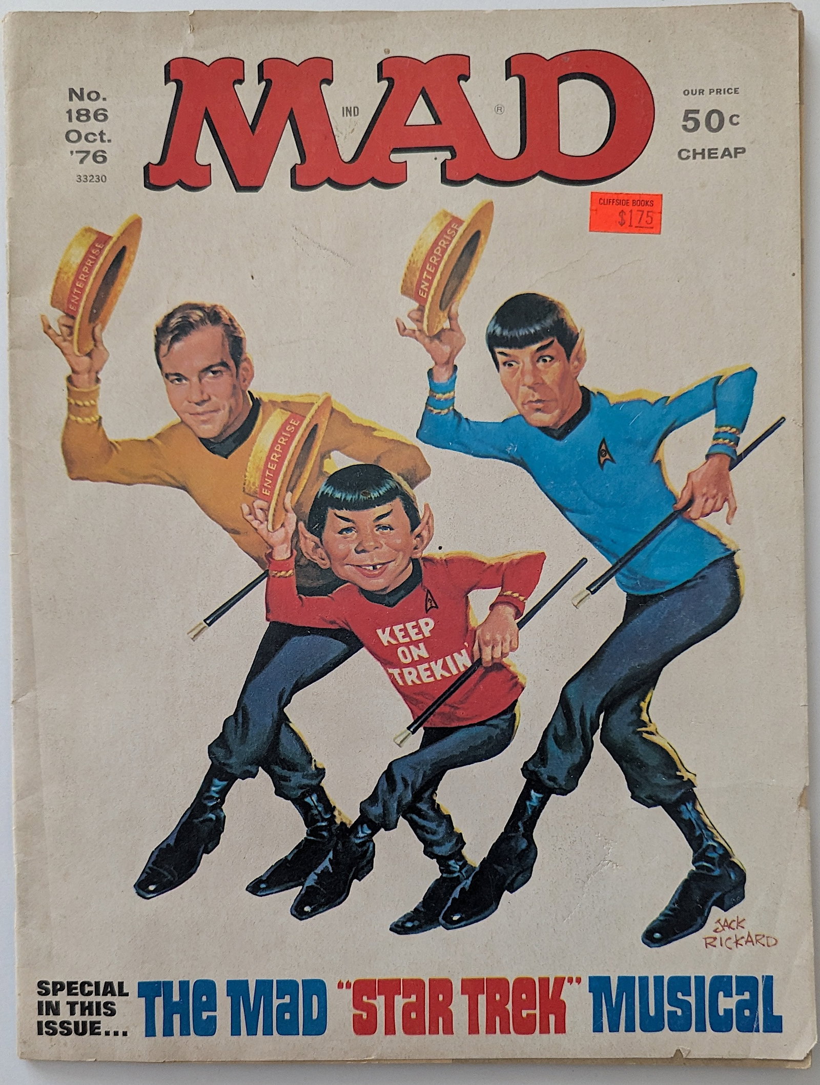 Bronze Age Mad Magazine Book no.186, Oct. 1976, Star Trek the Musical: This lot is from the estate of a collector in RI. We have included quality images to show it's actual condition. This lot is located in Boca Raton, Fl and its shipment will be made directly by Artelis