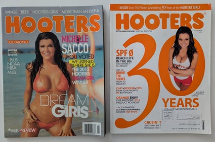 Set 2 Vintage HOOTERS Magazine with Sexy Women