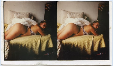 V intage Scarce Real Photo Pin Up Seminude Nude Stereoview 4" x 7"