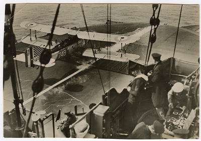 Vintage Photograph Biplane The Royal Navy WW2 Seaplane 4.25" x 6.25"