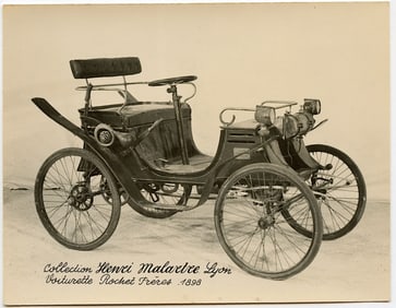 Vintage Photo Car 1898 4 Wheels Transportation 4" x 4.25"