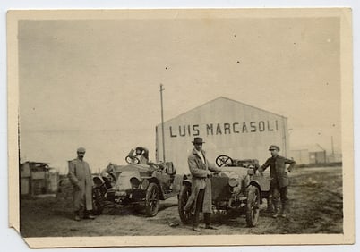 Antique Original Photo Auto Racing Renault Autos, 1910 2.25" x 3.25"