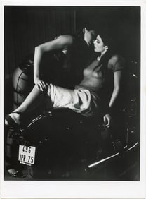 Vintage Artistic Photo Two Momen on Motorcycle 10" x 8"