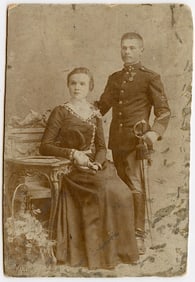 Charming Studio Cabinet Photograph of a Soldier with his Wife 5.5" x 3.75"
