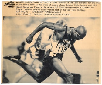 Vintage Original Sports AFP News Telephoto Atlanta ALLEN JOHNSON, 1997