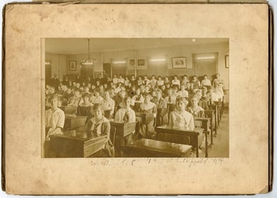 Antique Cabinet Photo American Women School in 1918