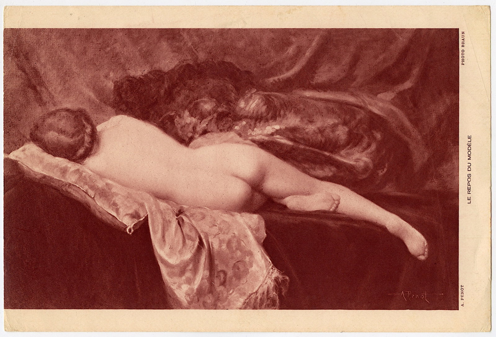 Vintage / Antique Female Artistic French Nude Gravure by A PENOT: Provenance from a deceased Collector in South Florida. We have included quality images to show it's actual condition. This lot is located in Boca Raton, Fl and its shipment will be made directly by Ar