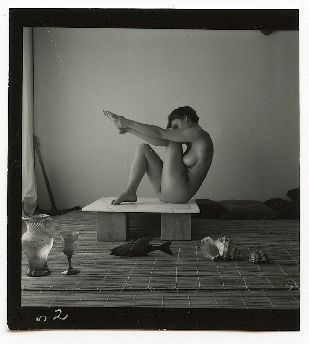 ANDRÉ DE DIENES Vintage Photo 1950s-1960s Nude Study: The provenance of this photo is from the archives of notable photographer André de Dienes.The dimensions are Approx. 2.75" x 2.75" (small variances can occur). This black and white gelatin photo was 