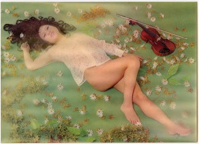 Erotic Postcard #D Japanese Girl with Violin Sent to Mr. IRA LICHT