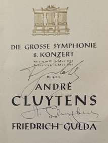 ANDRE CLUYTENS - Friedrich Gulda - Signed Program 1961