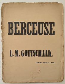 Antique Rare Music Book BERCEUSE - L. M. Gottschalk