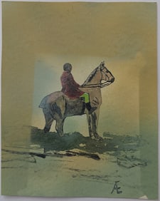 Vintage British (?) Watercolor Art Signed Monogram AE