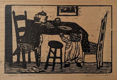 Original Woodcut on Wood by WILL BARNET "Child Reaching", Signed