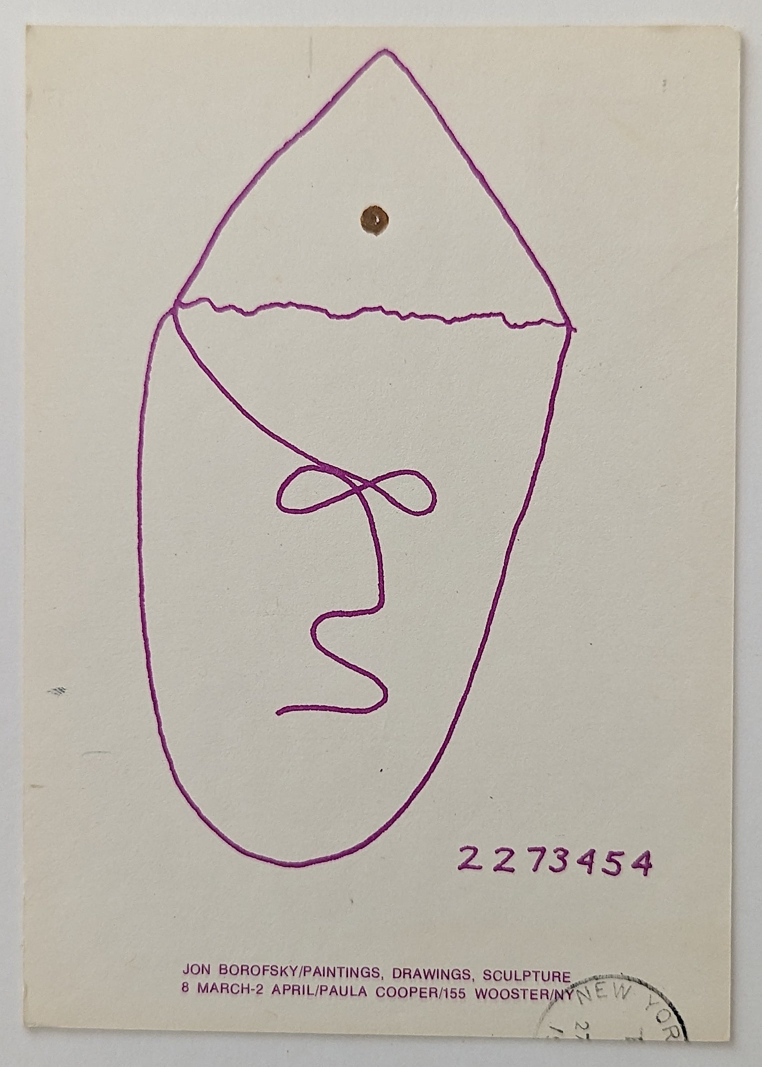 Card Lithograph JON BOROFSKY in NY: The provenance of this lot is from the estate of a deceased formal art collector in Miami, FL.. Please see all the included images to read all related information and review it's actual condition. Thi