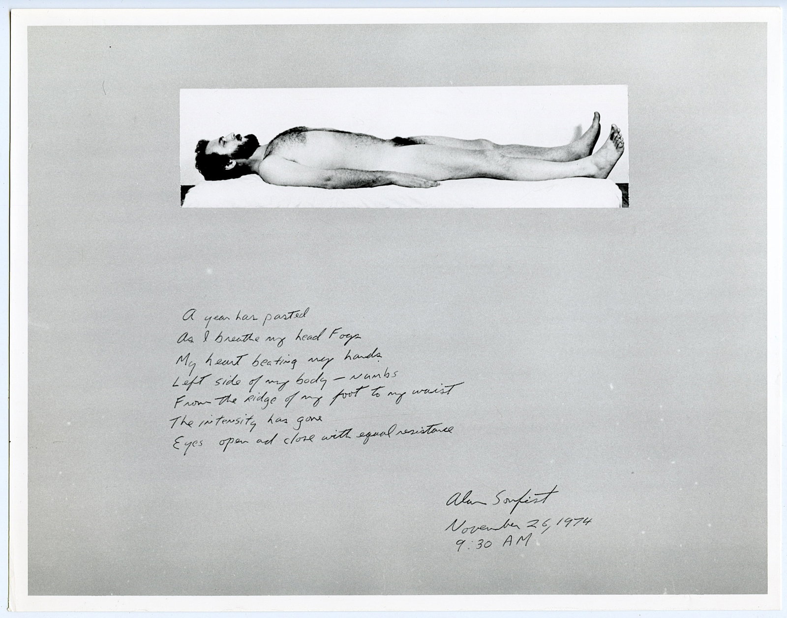 Photo Art ALAN SONFIST Body Continues After Death as a Work of Art: The provenance of this lot is from the estate of a deceased formal art collector in Miami, FL. The dimensions are Approx. 10" x 8". Please see all the included images to read all related information a